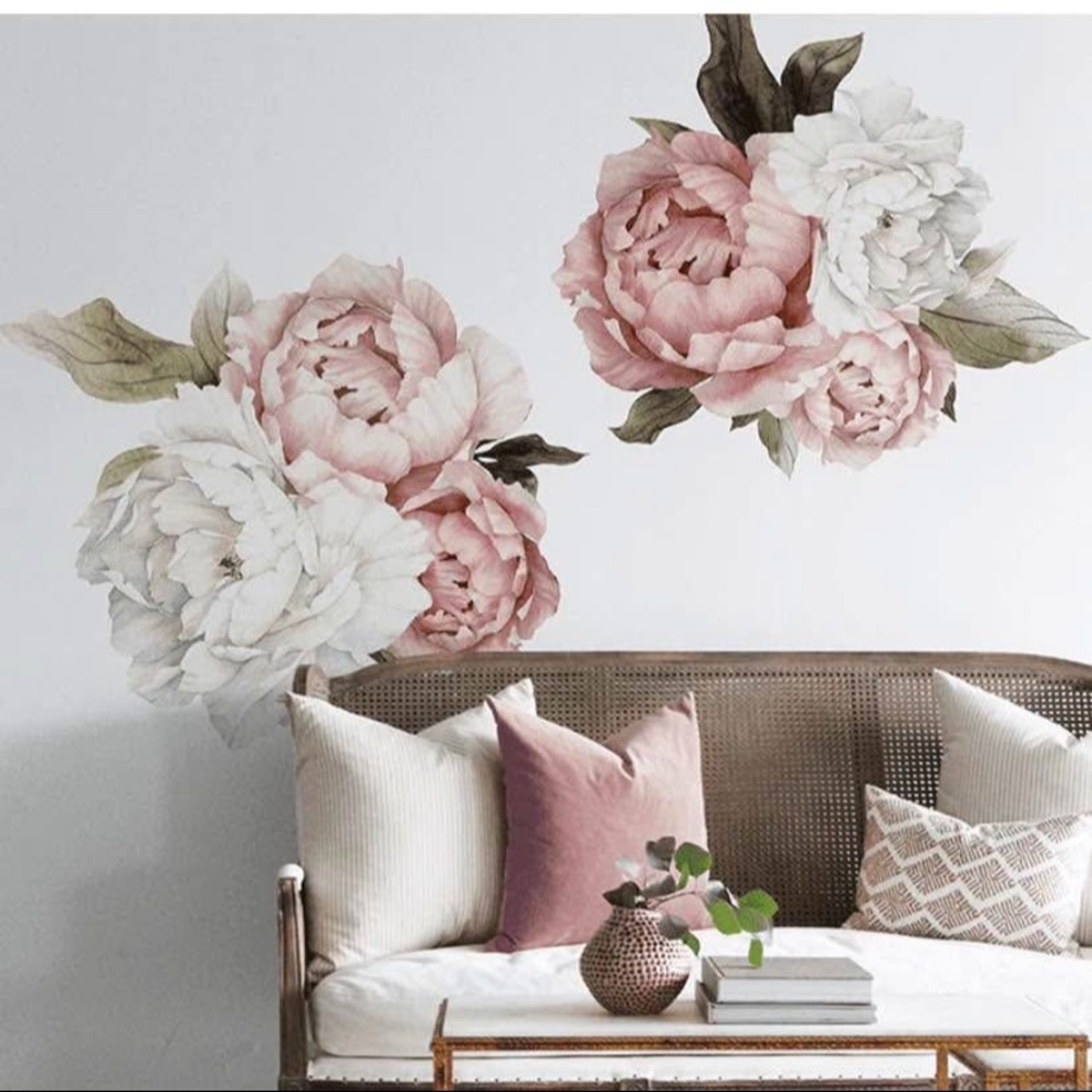 Urban Walls - Pink & White Blushing Peonies Vinyl Wall Decals- Full Order